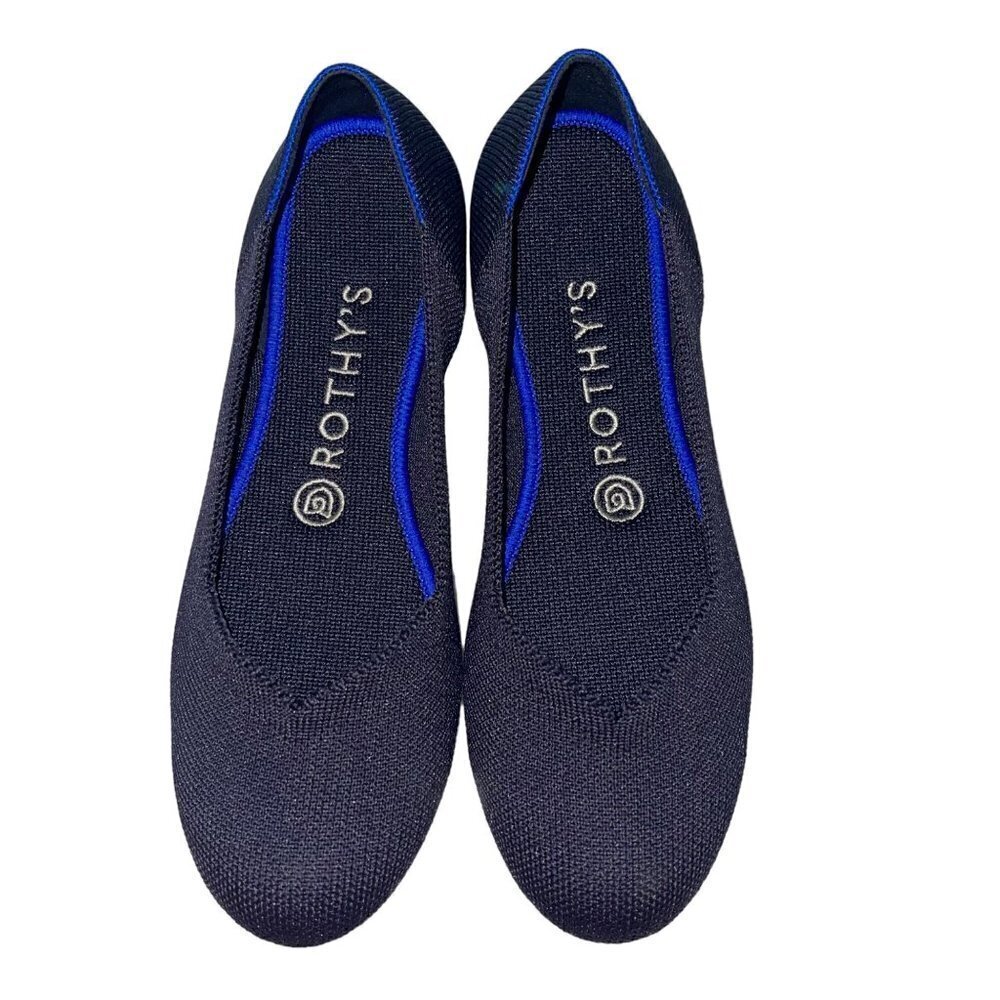 Rothys Womens Flat Size 7.  blue Knit Ballet Round Toe Comfort Slip On China - Picture 3 of 10